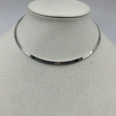 3035 Vintage Ed Levin Sterling Silver Modernist Collar Choker Necklace – 16"