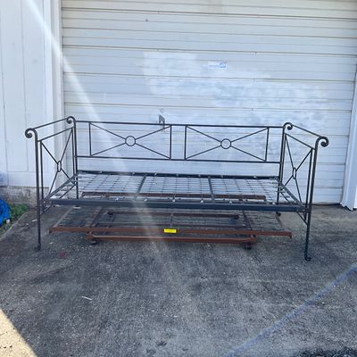 3712 Charles P. Rogers Wrought Iron Campaign Daybed with Pop-Up Trundle and Mattresses