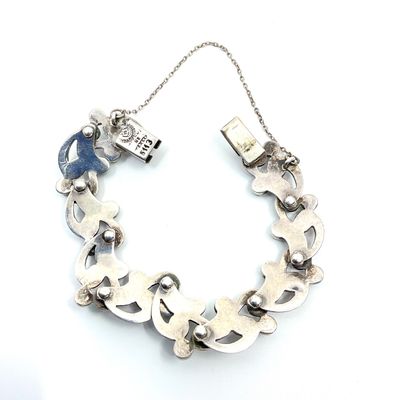Vintage Taxco Sterling Silver & Turquoise Link Bracelet by Rafael Melendez