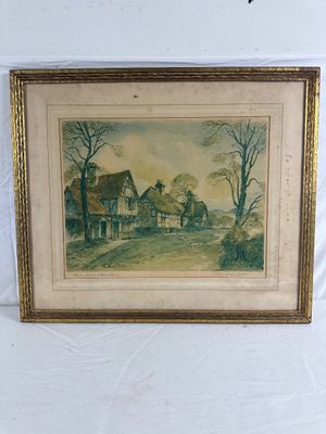 Francis Wheatley "Cries of London" Plate II Framed Engraving And Eugene Delatre "Maisons Rurales de Normandie" Etching