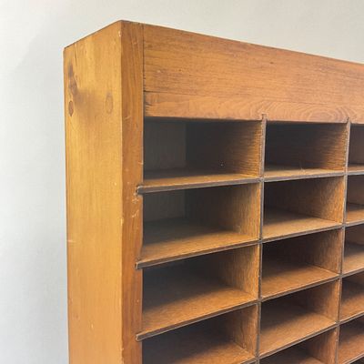 Vintage Wooden Mail Sorter Cubby Cabinet