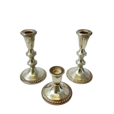 Duchin Creation Sterling Silver Weighted Candlesticks - Set of 3