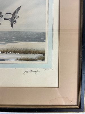 1934 Signed J.D. Knap Print "Nor' Easter Canada Geese" Limited Edition 86/260