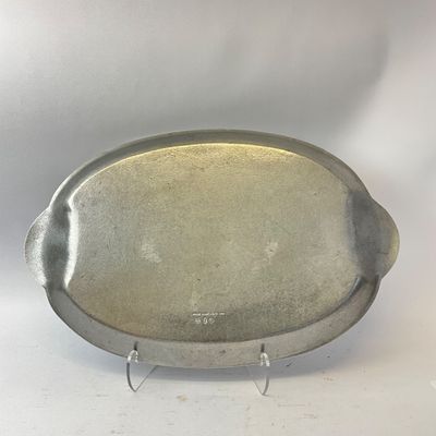 Wilton Armetale Pewter Oval Serving Tray with Shell Handles