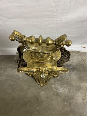 3717 Vintage Brass Peacock Folding Fireplace Screen