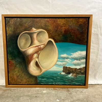 3711 Richard R. Morrison Surrealist Seashell Oil Painting, 1992