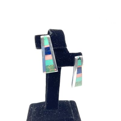 Jim Royer Sterling Silver Multi-Stone Inlay Post Earrings