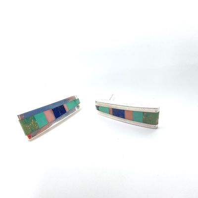 Jim Royer Sterling Silver Multi-Stone Inlay Post Earrings