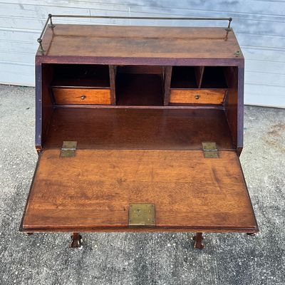 3696 Antique Chippendale Style Carved Slant Front Writing Desk