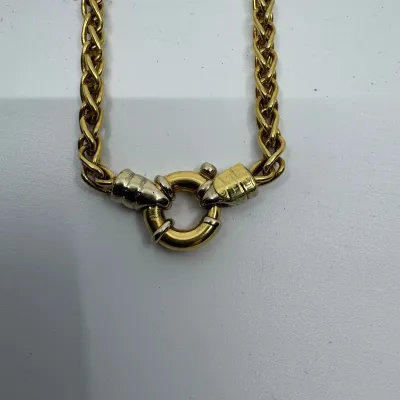 3000 18K Yellow Gold 27" Wheat Chain Necklace with Two-Tone Spring Ring Clasp - 80.0 Grams