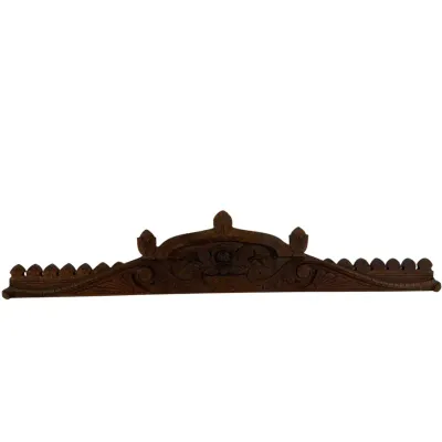 Antique Hand-Carved Oak Architectural Pediment / Furniture Crown