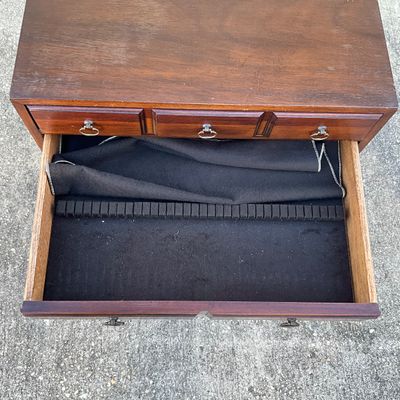 3704 Vintage Mahogany Silver Chest on Queen Anne Stand
