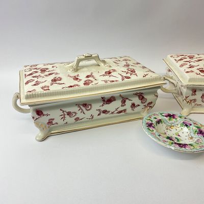 Antique & Vintage Vanity Tableware Lot - Fenton, Limoges Style, & More