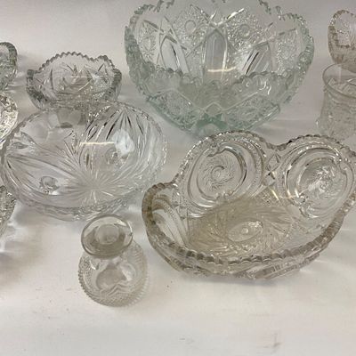 Vintage EAPG and Pressed Glass Bowls and Serving Pieces - 12 Piece Lot