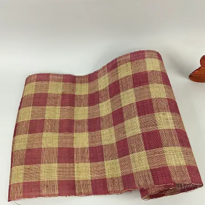 3612 Vintage Hand-Painted Folk Art Fish & Woven Checkered Linen Table Runner Lot