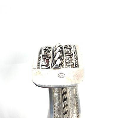 Vintage 1000 Fine Silver Filigree Cuff Bracelet