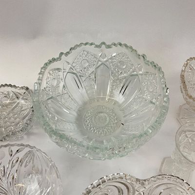 Vintage EAPG and Pressed Glass Bowls and Serving Pieces - 12 Piece Lot