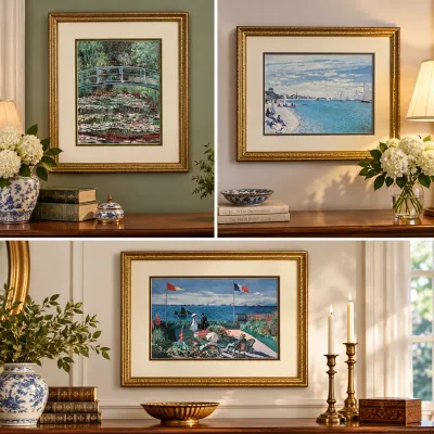 Set of 3 Framed Claude Monet Art Prints
