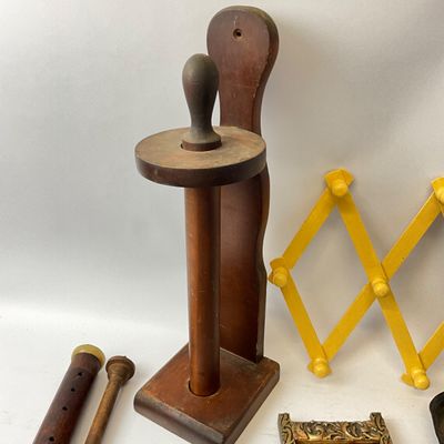 Vintage Kitchenware & Home Decor Lot - Cast Iron, Wood, Tin