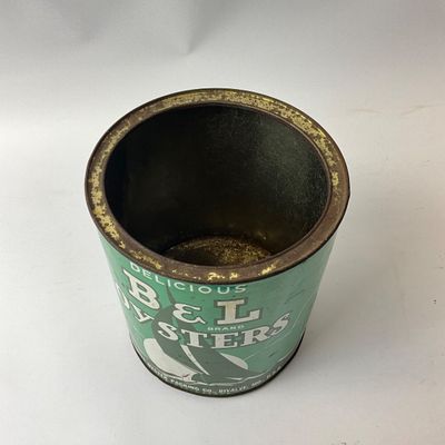 Vintage B&L Brand Oysters Metal Tin - Bivalve Oyster Packing Co.