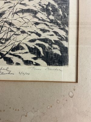 Hans Kleiber Framed Etching 'Winter Guests I' Signed & Inscribed 1944