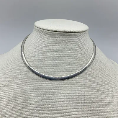 3040 Sterling Silver 6mm Omega Flex Collar Necklace – 16", 24.8 Grams
