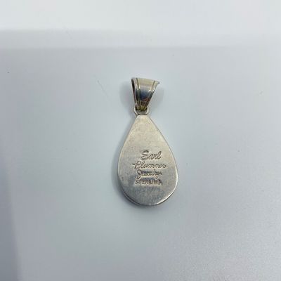 Earl Plummer Navajo Sterling Silver Turquoise Inlay Pendant