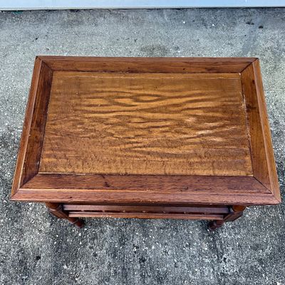3705 Vintage Wooden Two-Tier Side Table with Spindle Gallery & Drawer