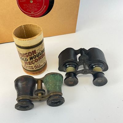Vintage Kodak Autographic Camera, Opera Glasses, Edison Cylinder & Records