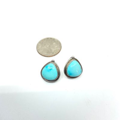 Larry Sand Sterling Silver & Turquoise Teardrop Post Earrings