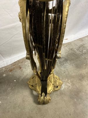 3717 Vintage Brass Peacock Folding Fireplace Screen