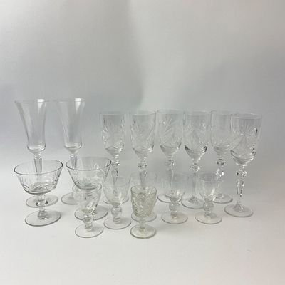 Assorted Cut and Etched Crystal Stemware - 15 Pieces