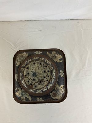 Antique Lithographed Tin Tea Caddy with Dutch Genre Scenes