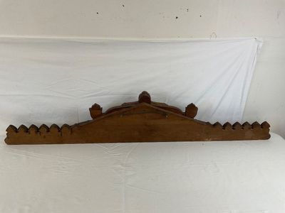 Antique Hand-Carved Oak Architectural Pediment / Furniture Crown