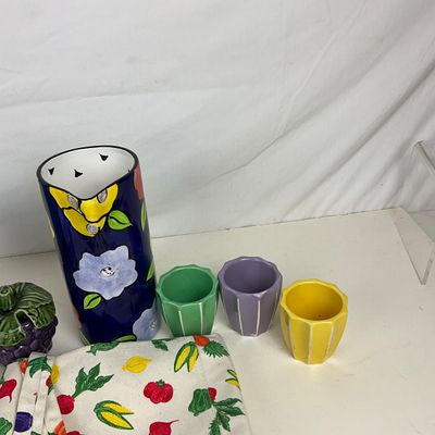 3634 Colorful Kitchen & Tabletop Décor Lot with Pitcher & Salt/Pepper Shakers