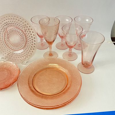 Vintage Pink Depression Glass Assortment - 30 Pieces