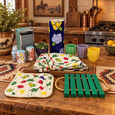 3634 Colorful Kitchen & Tabletop Décor Lot with Pitcher & Salt/Pepper Shakers