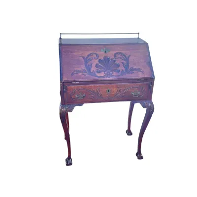 3696 Antique Chippendale Style Carved Slant Front Writing Desk