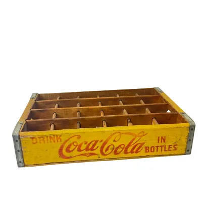 Vintage yellow wooden Coca-Cola crate