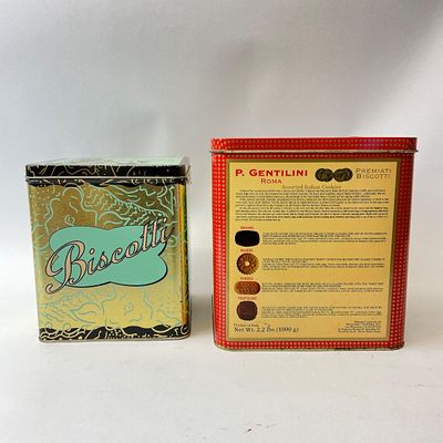 Vintage Italian Biscotti Tins - P. Gentilini Roma & La Tempesta