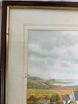 Framed Landscape Watercolor Painting Signed Olive E. Davison