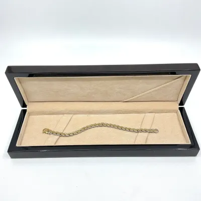 3003 14K Two-Tone Yellow & White Gold Curb Link Bracelet – 9.6 Grams, 7.5"