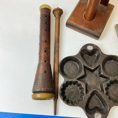 Vintage Kitchenware & Home Decor Lot - Cast Iron, Wood, Tin