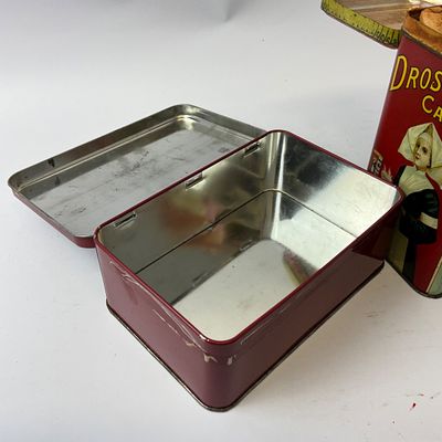 Vintage Droste's Cocoa Tin & La Coupole Red Metal Tin - Set of 2