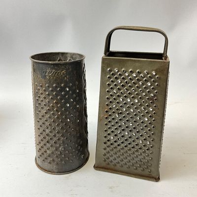Vintage & Antique Kitchenware Lot - Coffee Grinder, Sifter, Graters & Roller