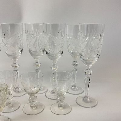 Assorted Cut and Etched Crystal Stemware - 15 Pieces