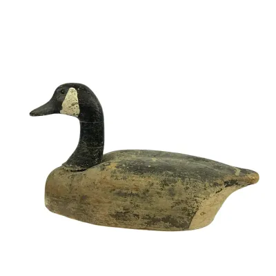 3654 Vintage Hand-Carved Canada Goose Decoy – Heavily Weathered