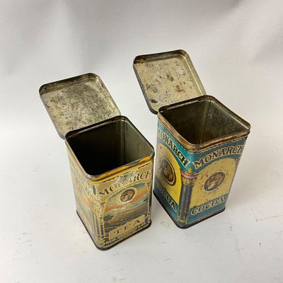 Vintage Monarch Tea & Cocoa Tins by Reid, Murdoch & Co. - Set of 2