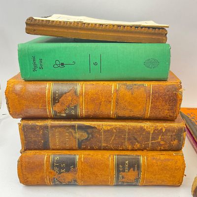 Antique Bancroft's Works Leather Bound Books & Vintage Poetry Collection