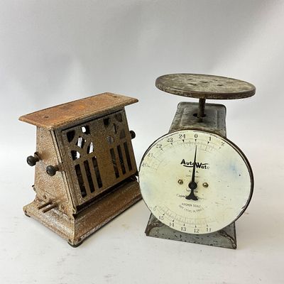 Vintage AutoWate Kitchen Scale & Antique Electric Turnover Toaster